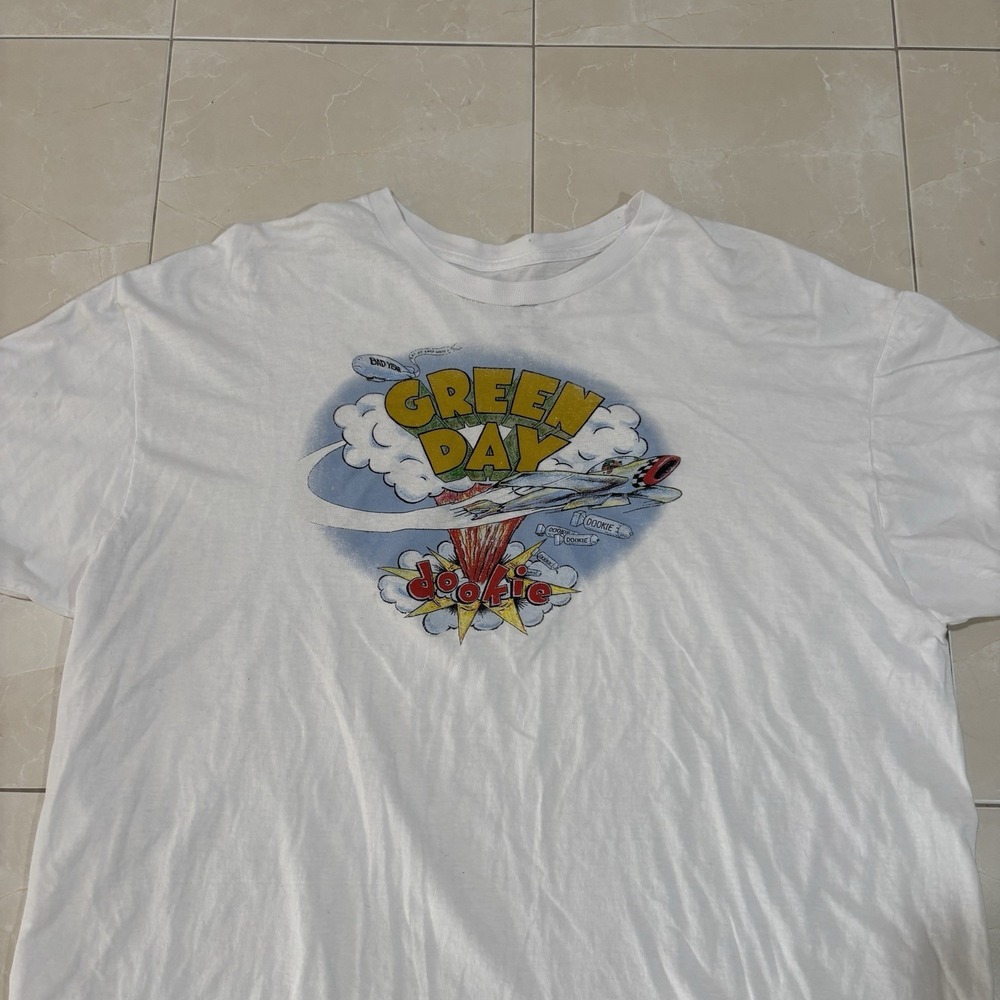 Green Day Dookie Band T Shirt White Men's 2XL Y2K Skate Punk Rock Grunge 90s